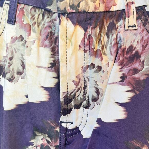 JEN7 by 7 for All Mankind Purple White Floral Sateen Skinny Pants Size 14 NWOT - Picture 5 of 13